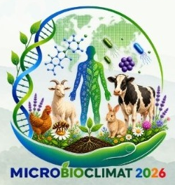 Microbiome emblem: DNA, human, animals and plants over a globe